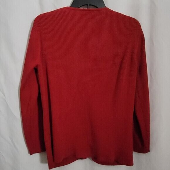 Talbots Petites Small Red Sweater Button Up Cardigan w/pockets V-neck knit EUC - Picture 5 of 7